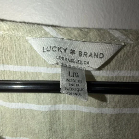 Lucky Brand Womens Striped Peasant Blouse Size Large Long Sleeve - Picture 6 of 7